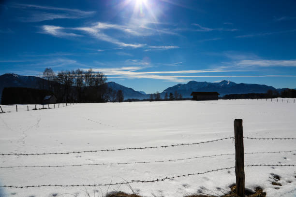 Snowscape in Benediktbeuren, Bavaria, Kochel am See
