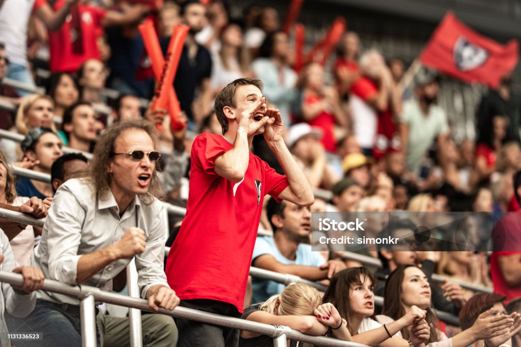 Spectators Cheering Tools Spectators Cheering In Stadium Stock Photo - Download Image Now - Fan ...