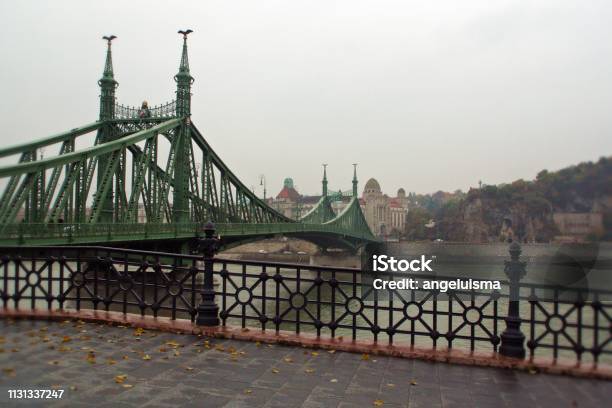 The Liberty Bridge In A Foggy Day Budapest Hungary Stock Photo - Download Image Now