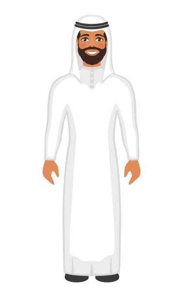 Arabian Man. Cartoon character isolated on white background. Flat style. Vector illustration. cartoon of muslim costume stock illustrations