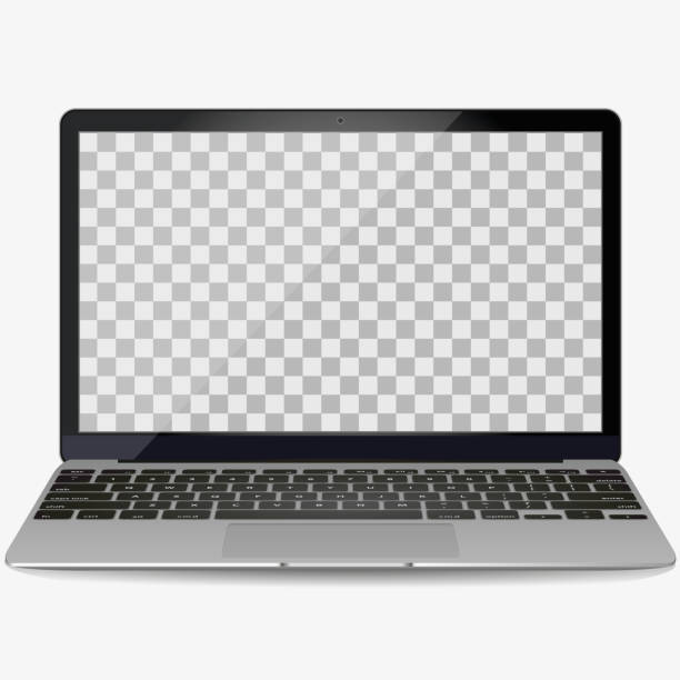 mockup with blank screen - front view.Open laptop with blank screen isolated on transparent background mockup with blank screen - front view.Open laptop with blank screen isolated on transparent background laptop patterns stock illustrations