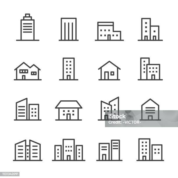 Building Icons Line Series Stock Illustration - Download Image Now - Icon, House, Domestic Life