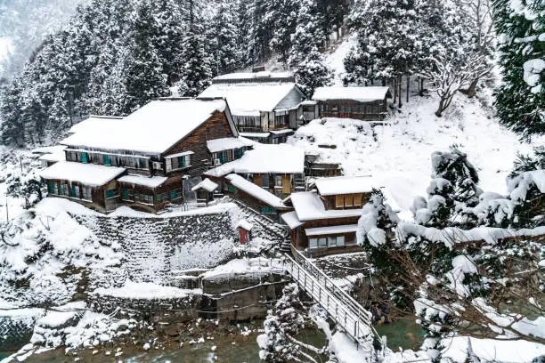 Nagano city views during the snow-covered winter Japan