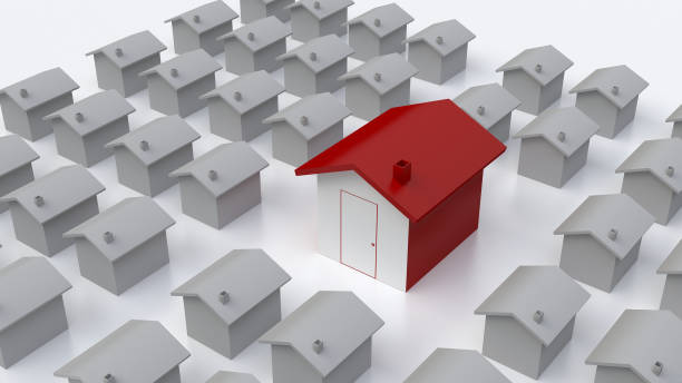 istock house stands out on white background (3D rendering) 1131343559