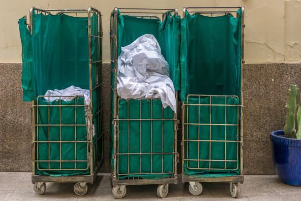 istock Collected dirty laundry in a hotel 1131344283