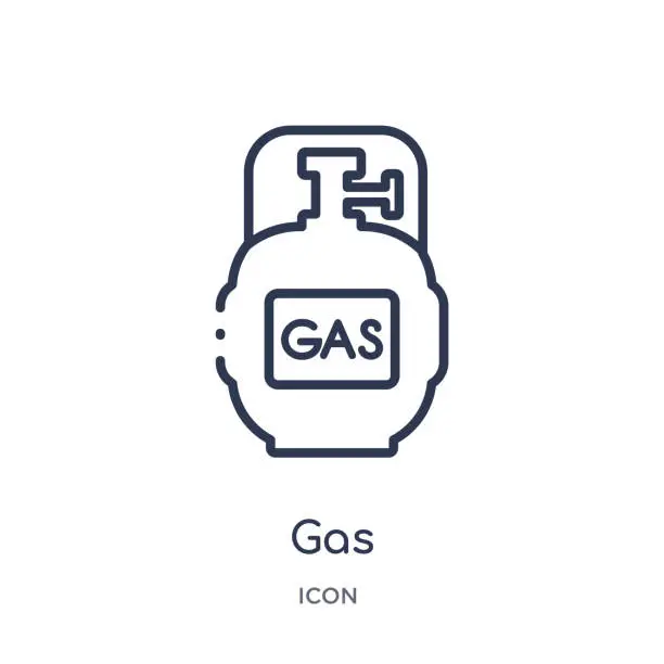 Vector illustration of Linear gas icon from Camping outline collection. Thin line gas vector isolated on white background. gas trendy illustration