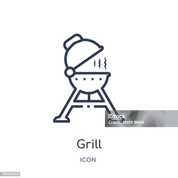 Linear Grill Icon From Camping Outline Collection Thin Line Grill Vector Isolated On White Background Grill Trendy - Download Image - iStock