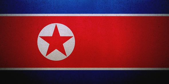 Flag of North Korea printed on a paper sheet.