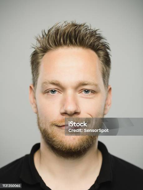 Portrait Of Real Caucasian Man With Happy Expression Stock Photo - Download Image Now