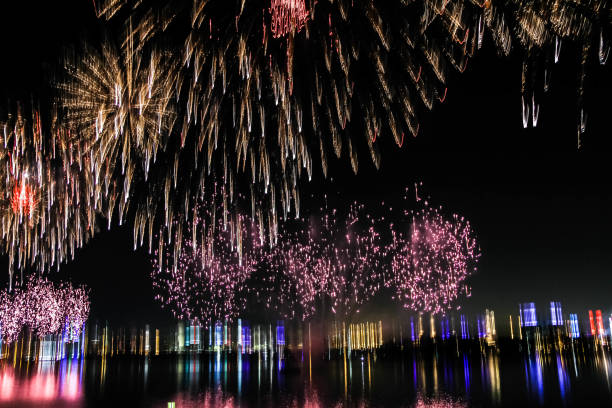 istock Explosion of multi-colored fireworks in Dubai against the night sky on a new year celebrations holidays 1131351738
