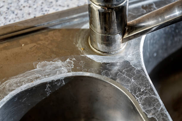 istock Close-up of a kitchen sink with lime scale 1131353600