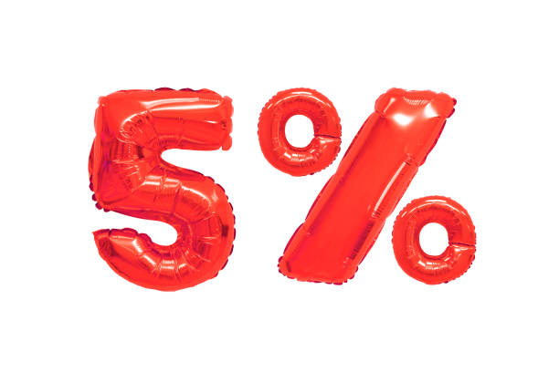 istock five percent from red color balloons on isolated background 1131353645