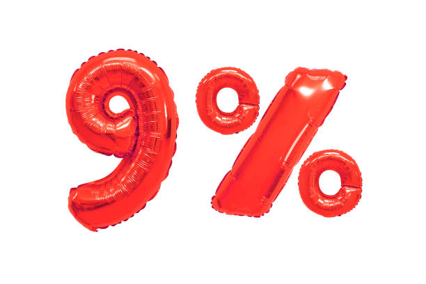 istock nine percent from red color balloons on isolated background 1131354468