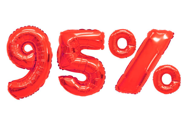 istock ninety five percent from red color balloons on isolated background 1131354607