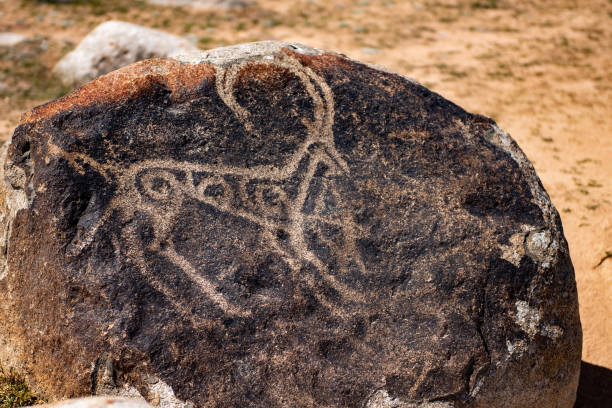 istock Ancient rock art of a wild animal 1131354734