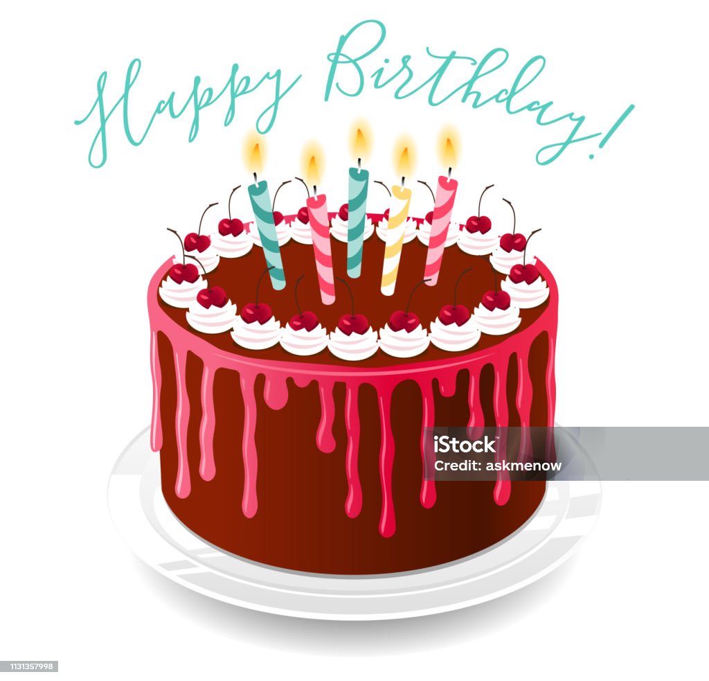 Birthday cake Birthday cake with candles isolated on a white background. Cake stock vector