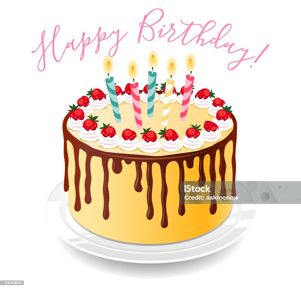 Birthday cake Birthday cake with candles isolated on a white background. Birthday Cake stock vector