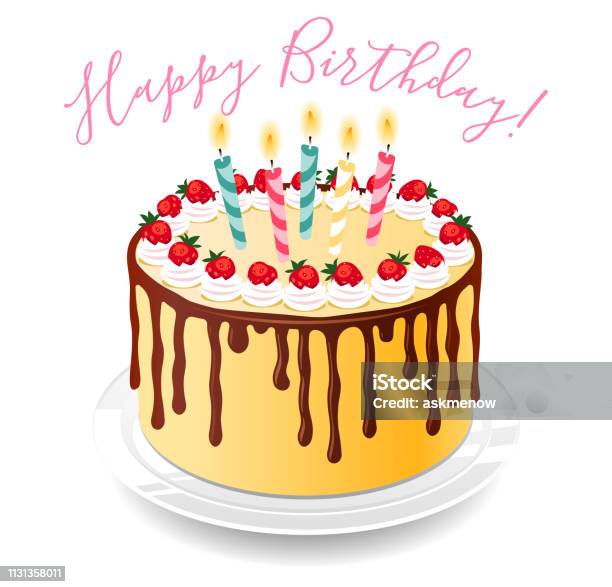 Birthday Cake Stock Illustration - Download Image Now - Birthday Cake, Birthday, Cake