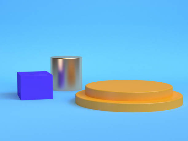 istock 3d Minimalist geometrical abstract background, pastel colors, 3D render. 1131359584