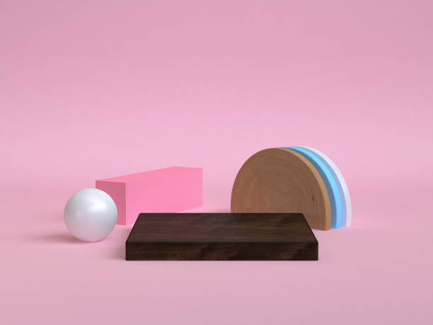 istock 3d Minimalist geometrical abstract background, pastel colors, 3D render. 1131359598