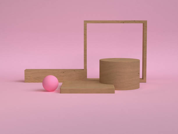 istock 3d Minimalist geometrical abstract background, pastel colors, 3D render. 1131359609