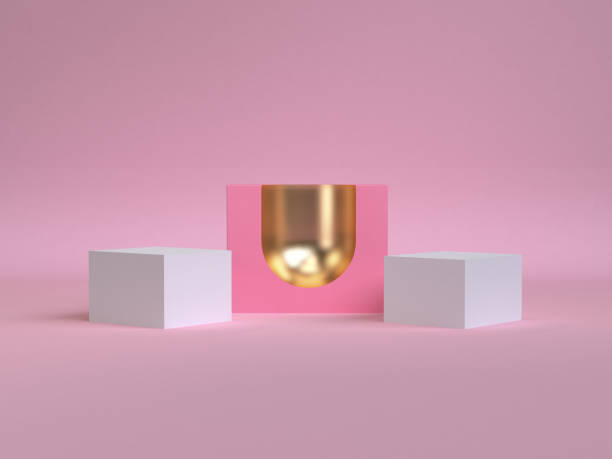 istock 3d Minimalist geometrical abstract background, pastel colors, 3D render. 1131359627