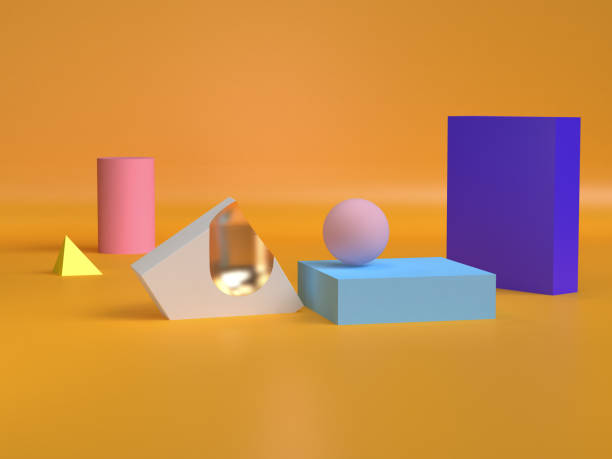 istock 3d Minimalist geometrical abstract background, pastel colors, 3D render. 1131359711