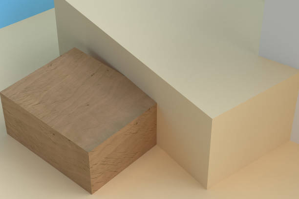 istock 3d Minimalist geometrical abstract background, pastel colors, 3D render. 1131359735