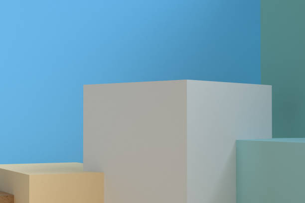 istock 3d Minimalist geometrical abstract background, pastel colors, 3D render. 1131359739