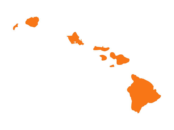 illustrazioni stock, clip art, cartoni animati e icone di tendenza di mappa delle isole hawaii - big island isola di hawaii