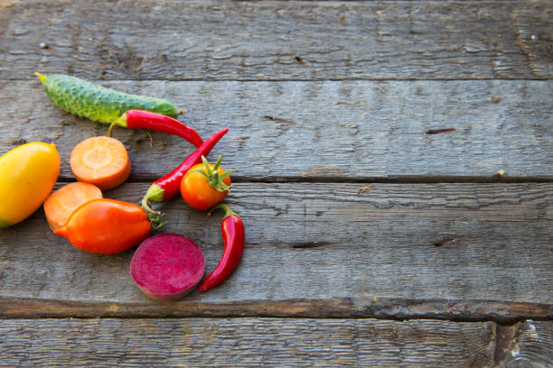 istock Assortment of fresh fruits, vegetables on table 1131362653