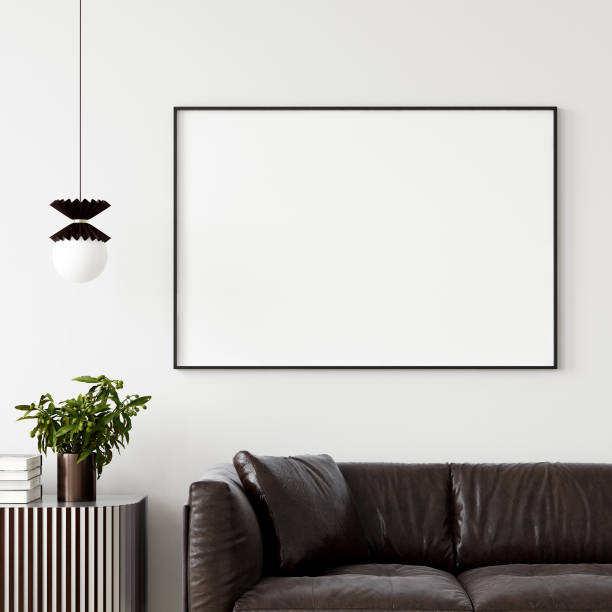 istock Mock up poster frame in home interior background, Modern style living room 1131363252