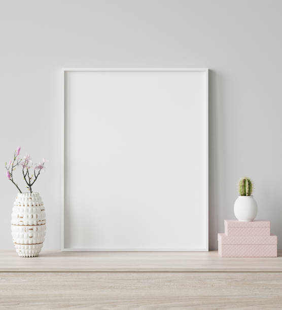 istock Mock up poster frame closeup in interior background, Scandinavian style 1131363272