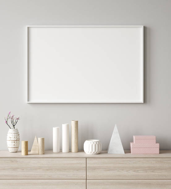 istock Mock up poster frame closeup in interior background, Scandinavian style 1131363273