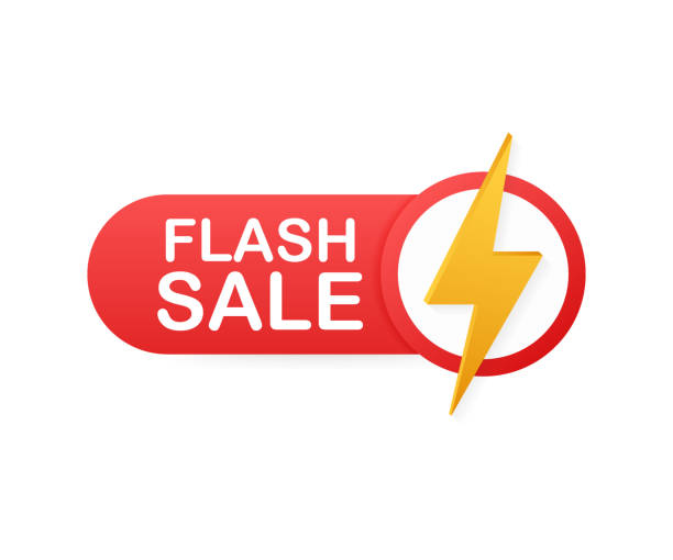 ilustrações, clipart, desenhos animados e ícones de venda de flash. flash banner fita, scroll, preço, etiqueta, crachá, poster. ilustração do vetor. - stock exchange flash