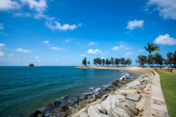 istock Beautiful Scene of Jerudong Beach with blue sky. 1131365702