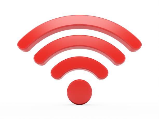 istock 3D Rendering Red Wifi Wireless Network Symbol isolated on white background 1131366669