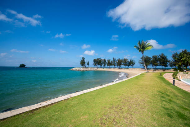 istock Beautiful Scene of Jerudong Beach with blue sky. 1131366746