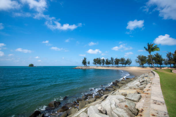 istock Beautiful Scene of Jerudong Beach with blue sky. 1131366867