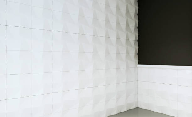 istock Empty interior with white and brown walls. Bathroom.. 3D rendering. Mockup 1131367292