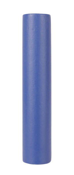 istock Blue wooden pillar isolated on white background 1131368800