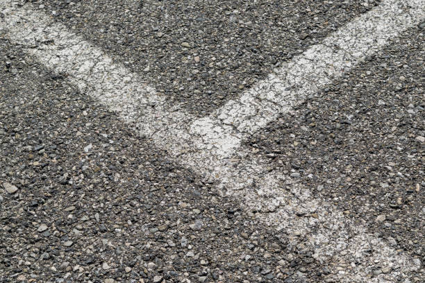 White strips of car parking on asphalt stock photo