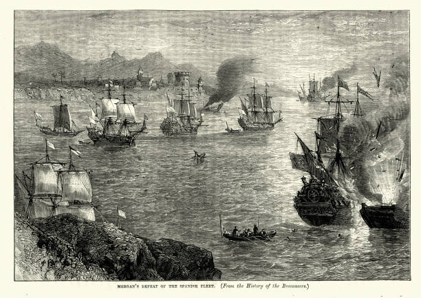 istock Henry Morgan's Fleet defeating the Spanish, 17th Century 1131371056