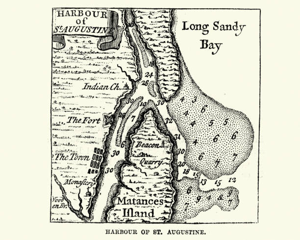 istock Map of Harbour of St Augustine, Canada. 18th Century 1131371093