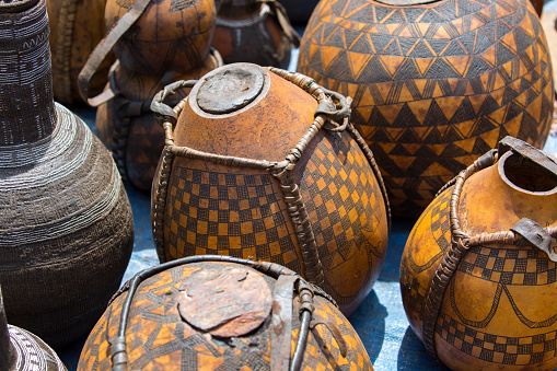 A group of calabash for sale at the Alduba market in the Omo Valley.