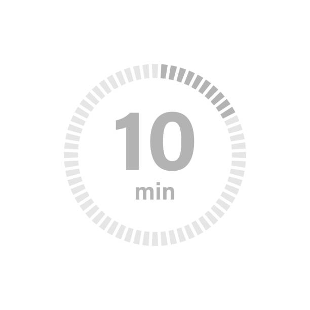 Timer sign 10 min Timer sign 10 min on white background. Countdown minute hand stock illustrations