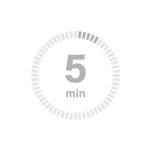 Timer sign 5 min Timer sign 5 min on white background. Vector minute hand stock illustrations