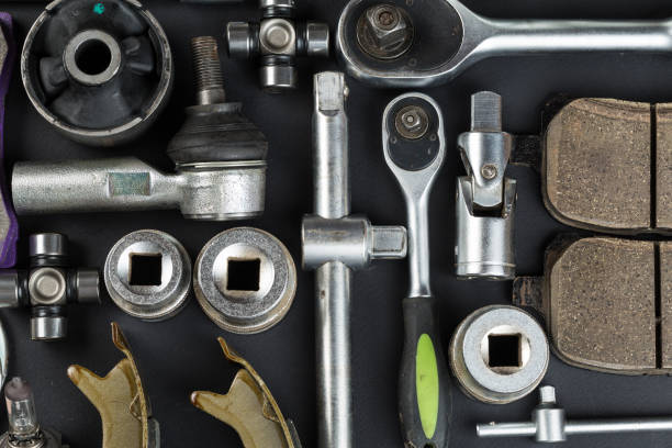 istock Various Car parts on dark background 1131374245