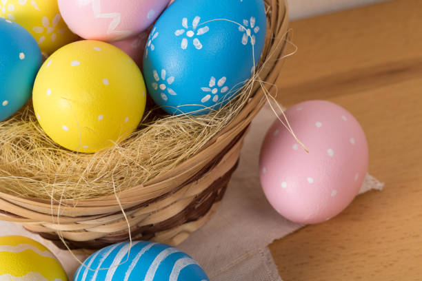 istock Easter eggs in the basket. Easter holiday concept. 1131374441