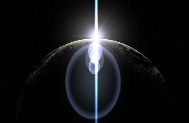 istock pure blue lens flare, light behind the moon 1131375020